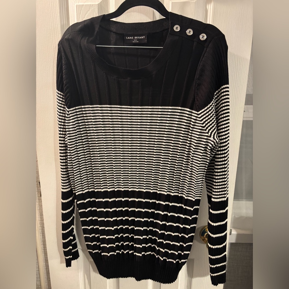 Lane Bryant Monochrome Striped Knit Top